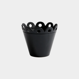 Petal Rim Black Ceramic Flower Pot, Large