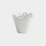 Petal Rim White Ceramic Flower Pot, Large