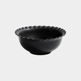 Montecito Ruffled Rim Black Ceramic Bowl, Large