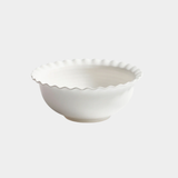 Montecito Ruffled Rim White Ceramic Bowl, Large