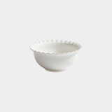 Montecito Ruffled Rim White Ceramic Bowl, Small