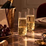 Fez Cut Stemless Champagne Glass with Gold Leaf - Set of 4