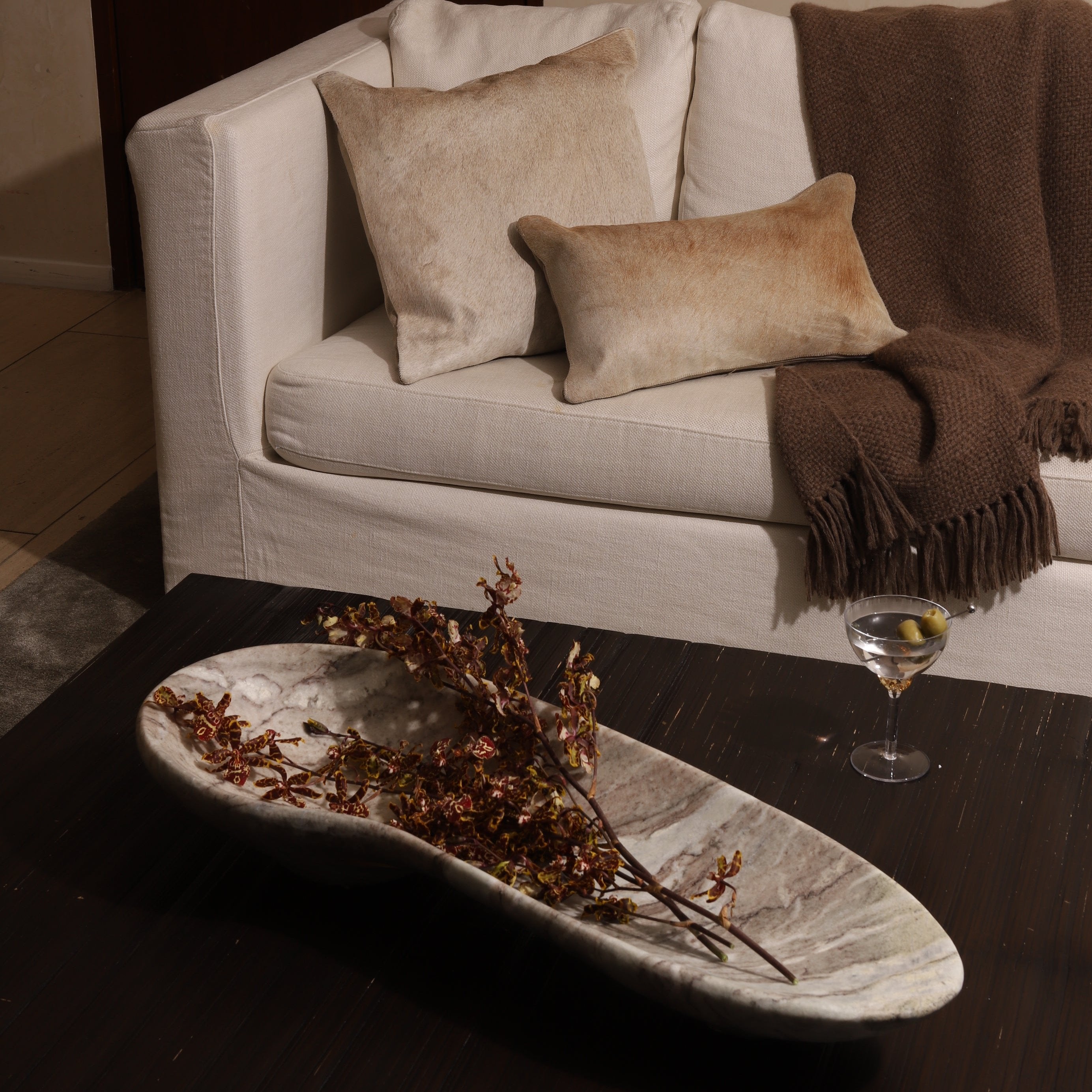 Image of Arabescato Large Organic Shape Marble Bowl