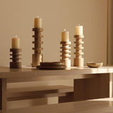 Image of Le Salama Carved Mango Wood Pillar Holder