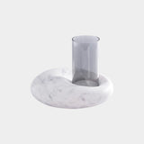 Omani Marble Base with Smoke Glass Hurricane