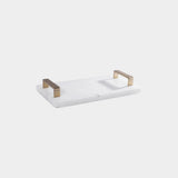 13" Long Marble Tray with Gold Handles