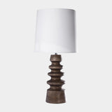 Bora Bora Tabletop Wood Lamp with Linen Shade