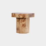 Burl Wood Octagon Side Table, Short