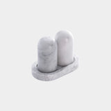 Marmora Marble Salt and Pepper Shaker on Tray