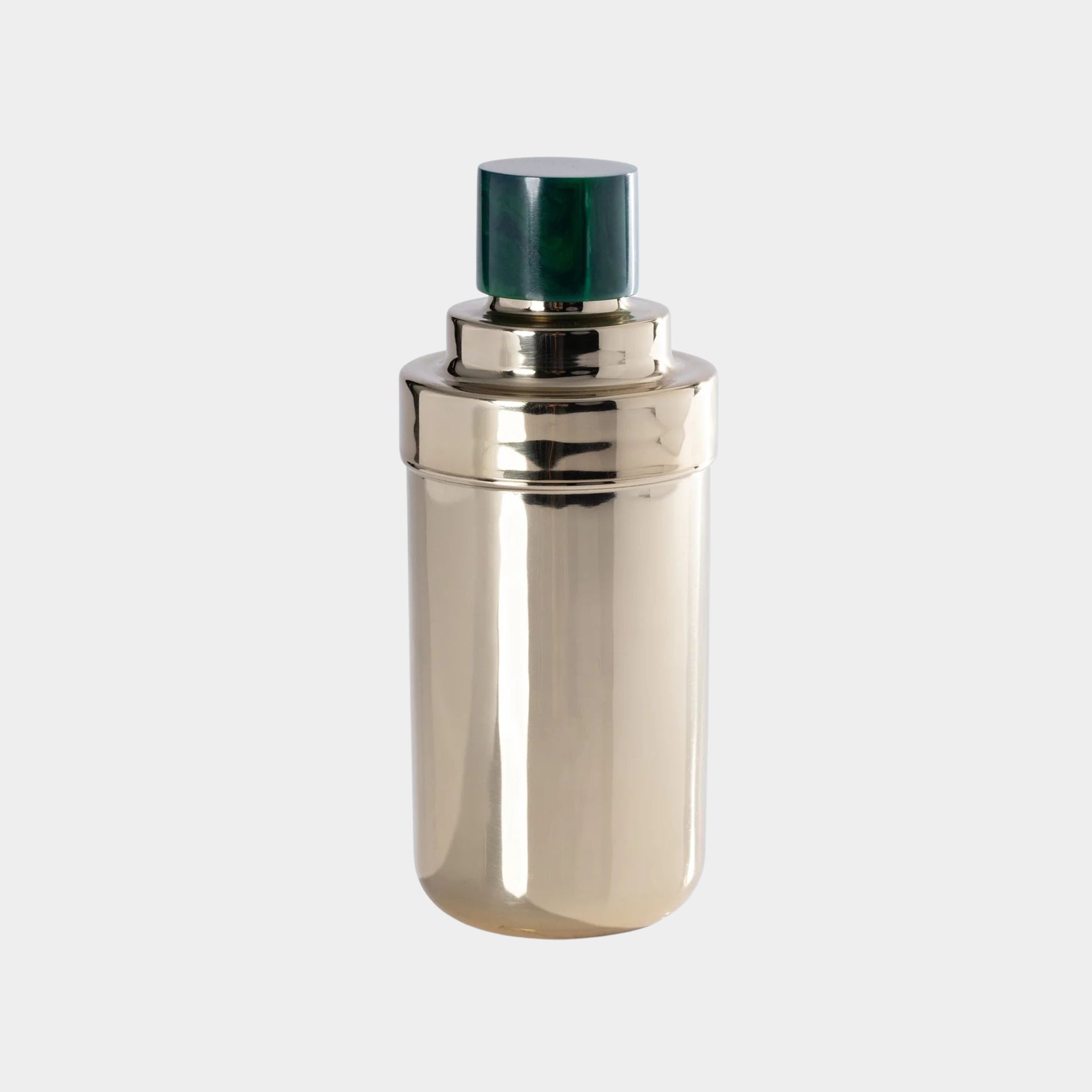 Spiga Stainless Steel Cocktail Shaker, Gold with Emerald Cap
