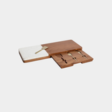 Marble and Mango Wood Charcuterie Board with Cutting and Serving Tool Set