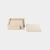 Nappa Leather & Raffia 4-Piece Coaster Set on Tray