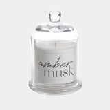 Amber Musk Scented Candle Jar with Glass Dome