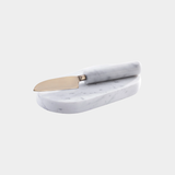 Marble Cutting Board with Cutting Knife - White