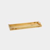 Leiden Burl Wood Rectangular Tray with Gold Handles