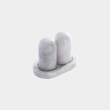 Marmora Marble Salt and Pepper Shaker on Tray