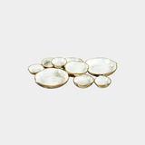 Cluster of Nine Round Serving Bowls in Gold and White