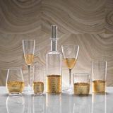 Fez Cut Glass Champagne Flute with Gold Leaf - Set of 4
