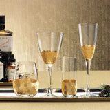 Fez Cut Glass Champagne Flute with Gold Leaf - Set of 4