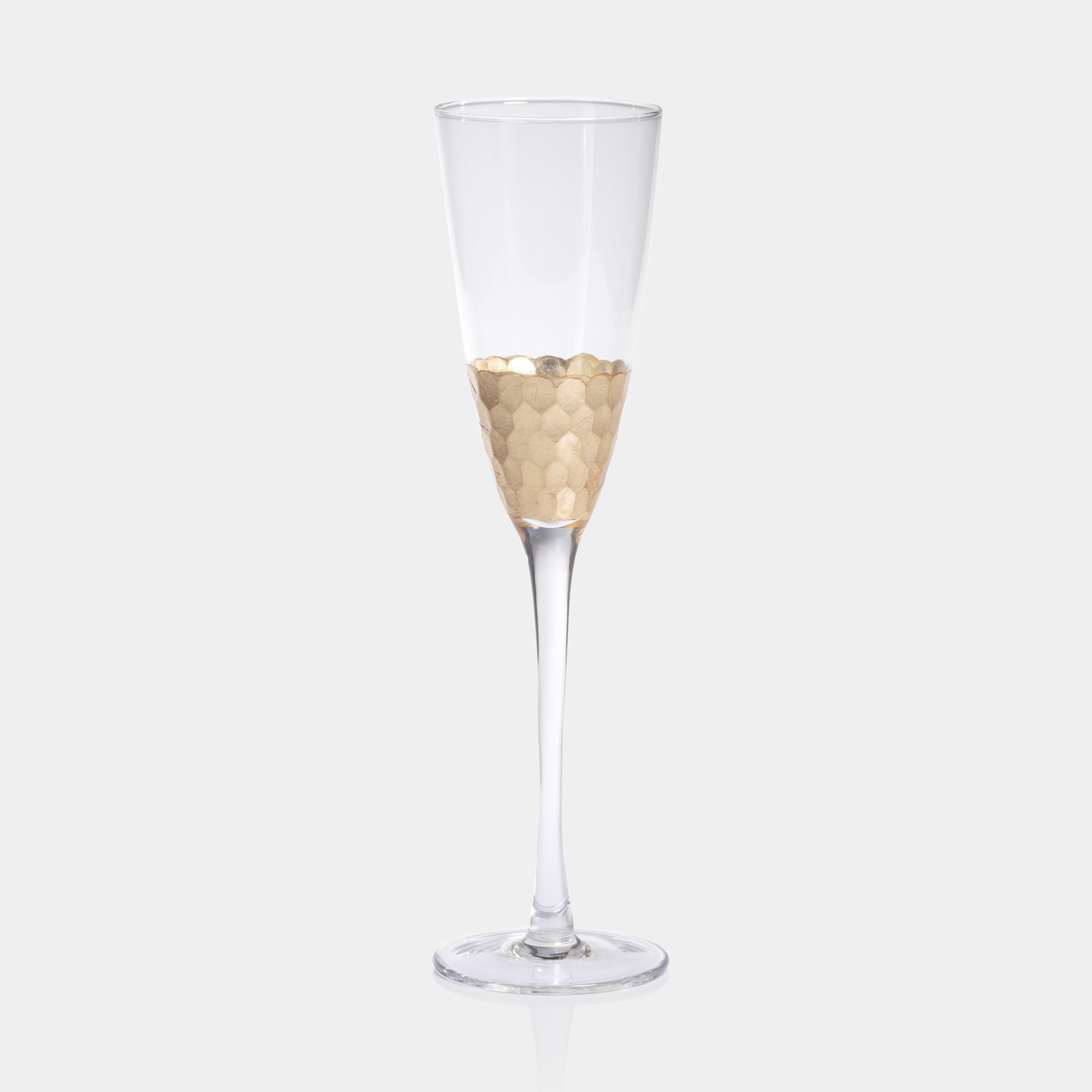 Image of Fez Cut Glass Champagne Flutes with Gold Leaf