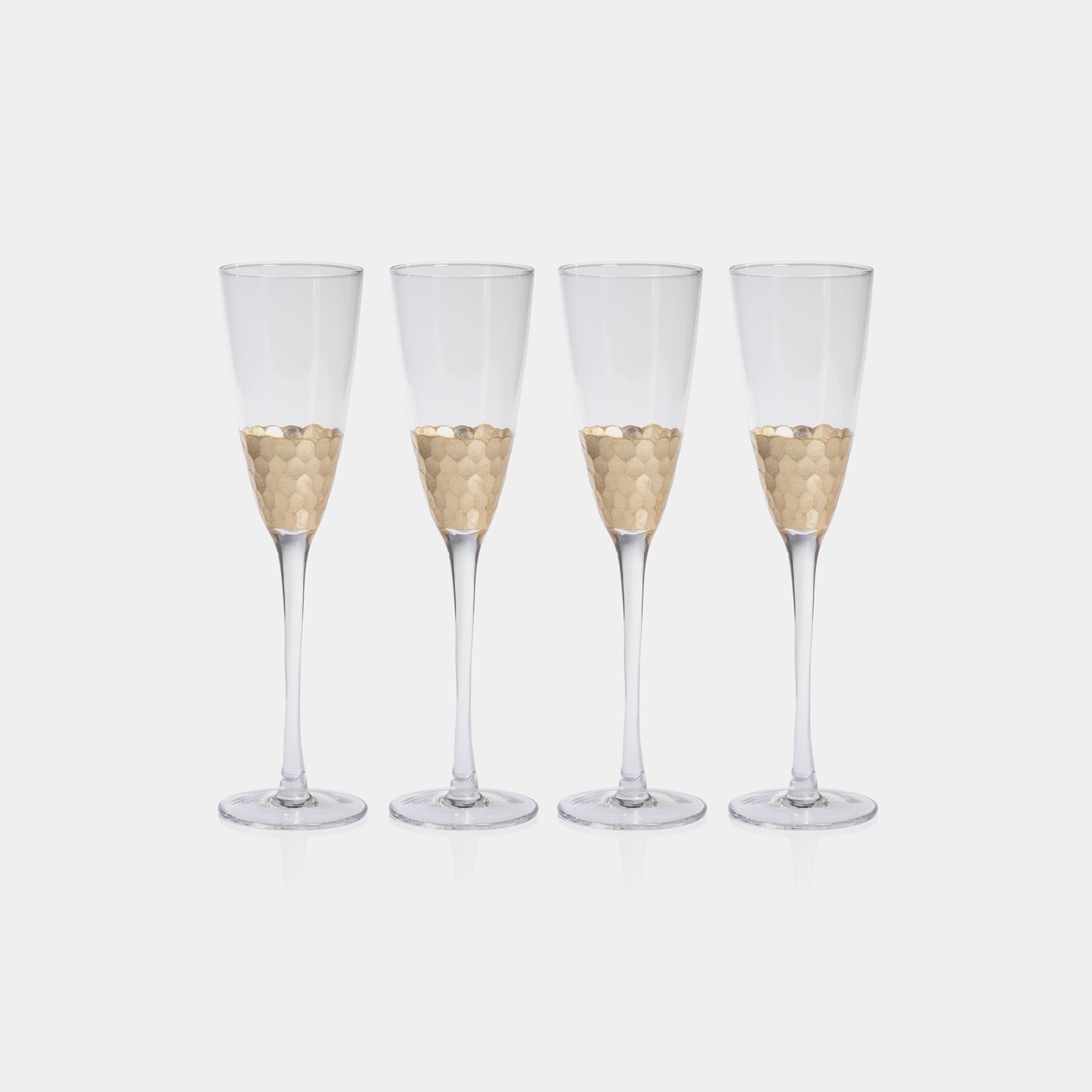 Image of Fez Cut Glass Champagne Flutes with Gold Leaf