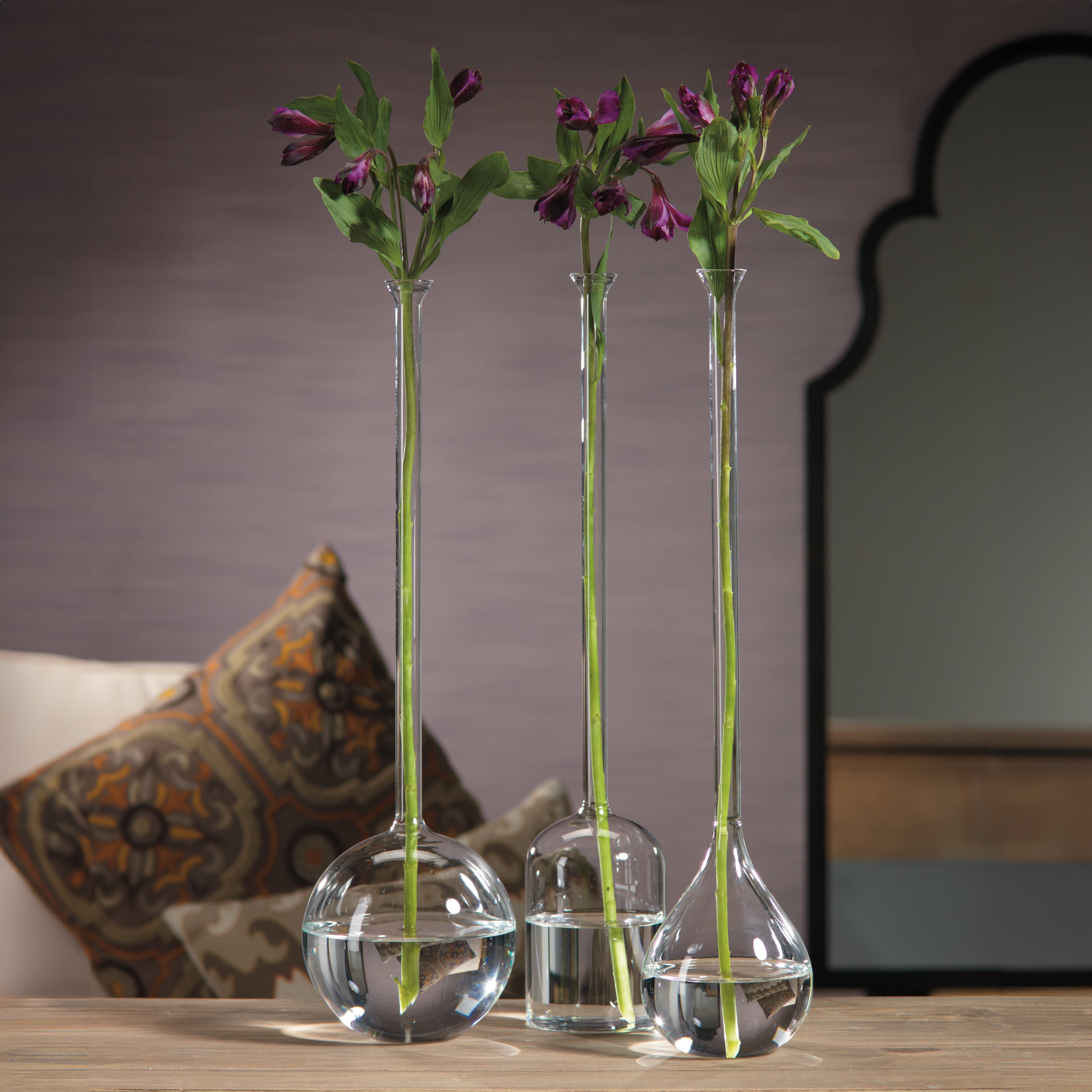 Image of Long Neck Mouth Blown Vase - Ball Shaped