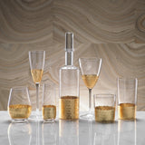 Fez Cut Stemless Champagne Glass with Gold Leaf - Set of 4
