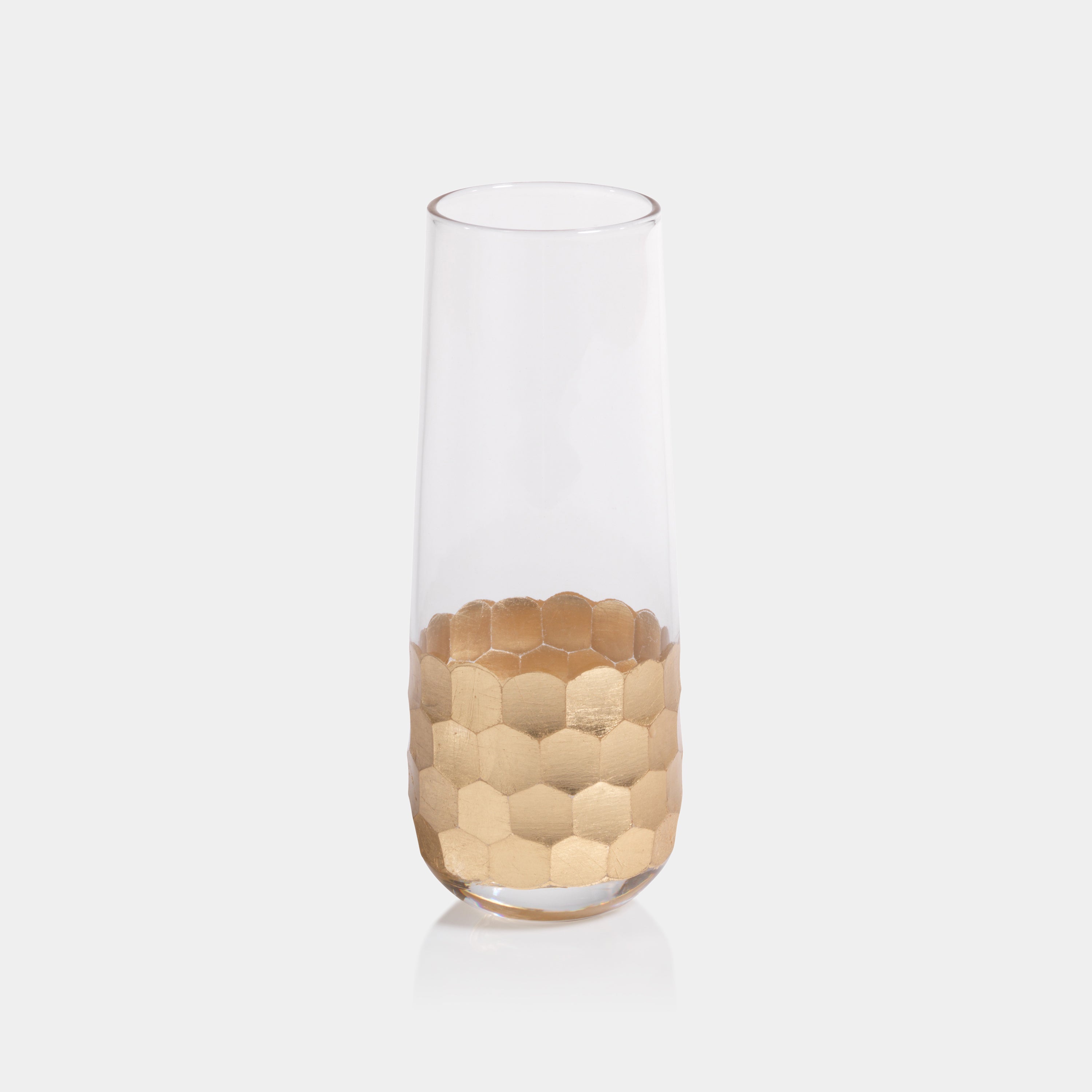 Image of Fez Cut Stemless Champagne Glasses with Gold Leaf