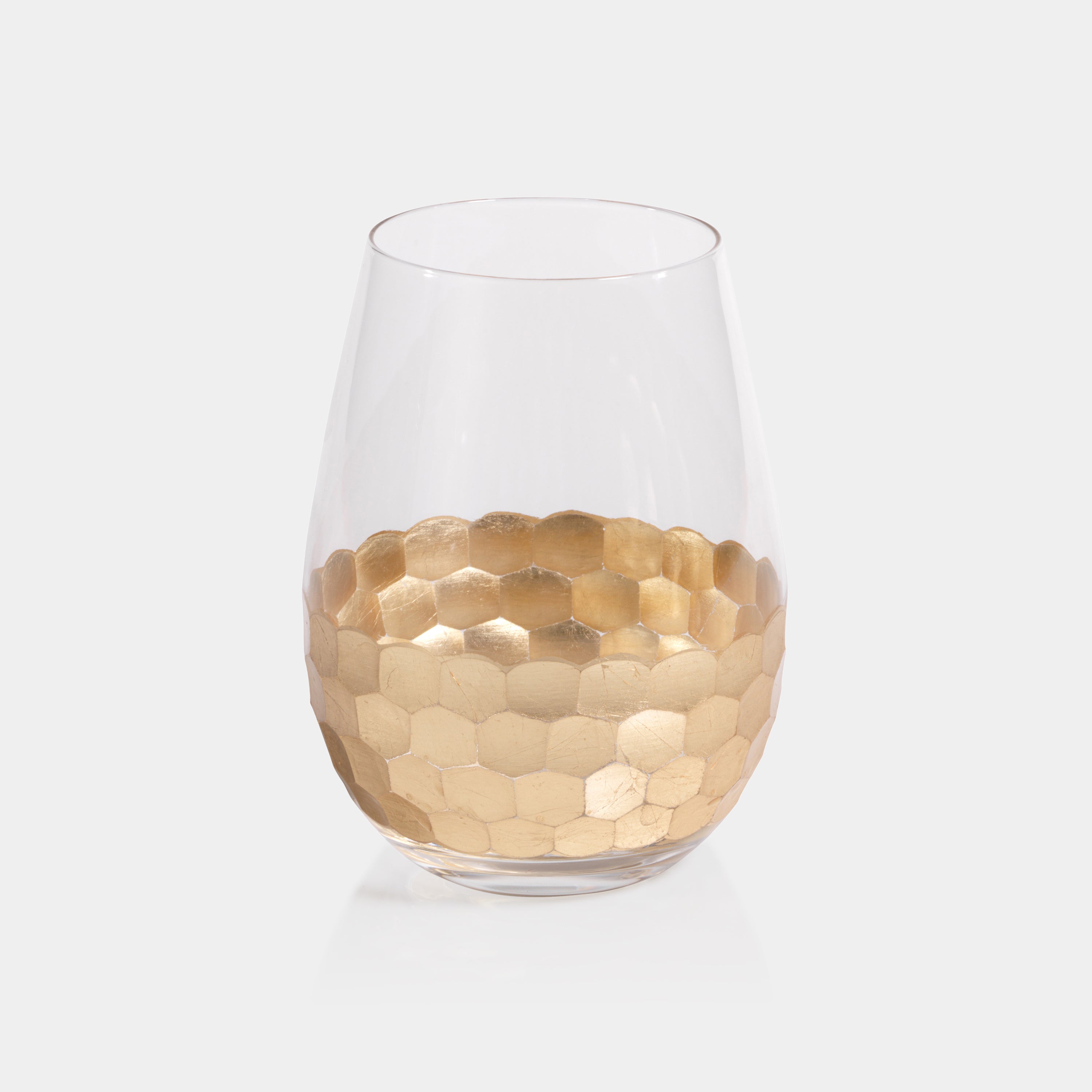 Image of Fez Cut Stemless Wine Glasses with Gold Leaf