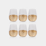 Image of Fez Cut Stemless Wine Glasses with Gold Leaf
