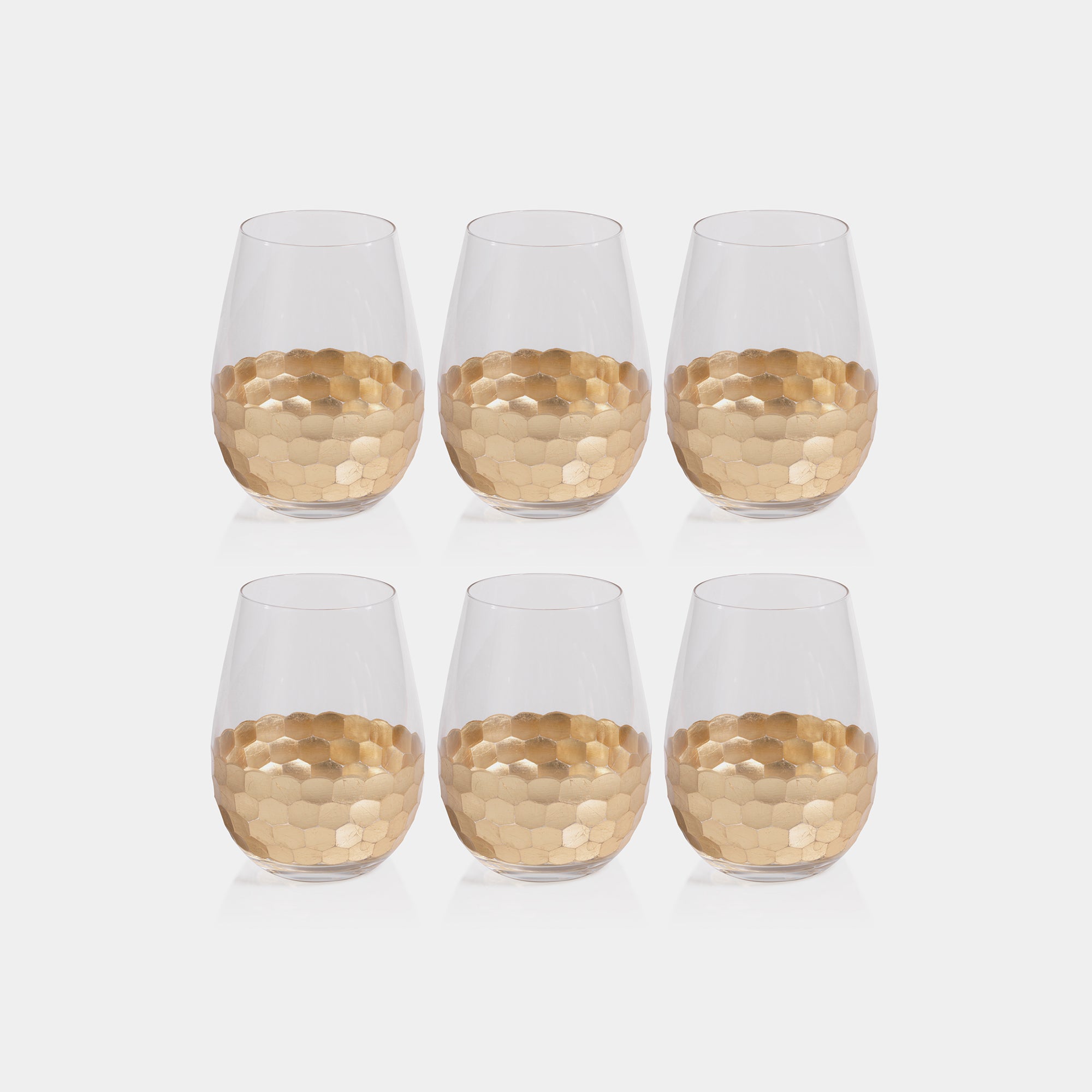 Image of Fez Cut Stemless Wine Glasses with Gold Leaf