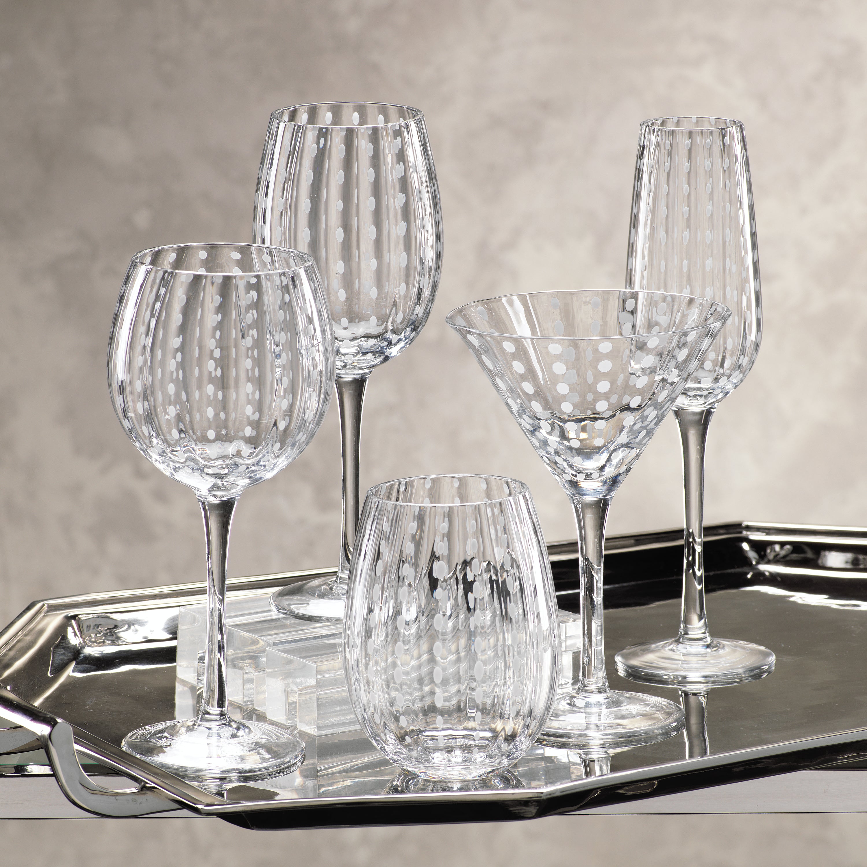 Image of White Dots Stemless Glasses