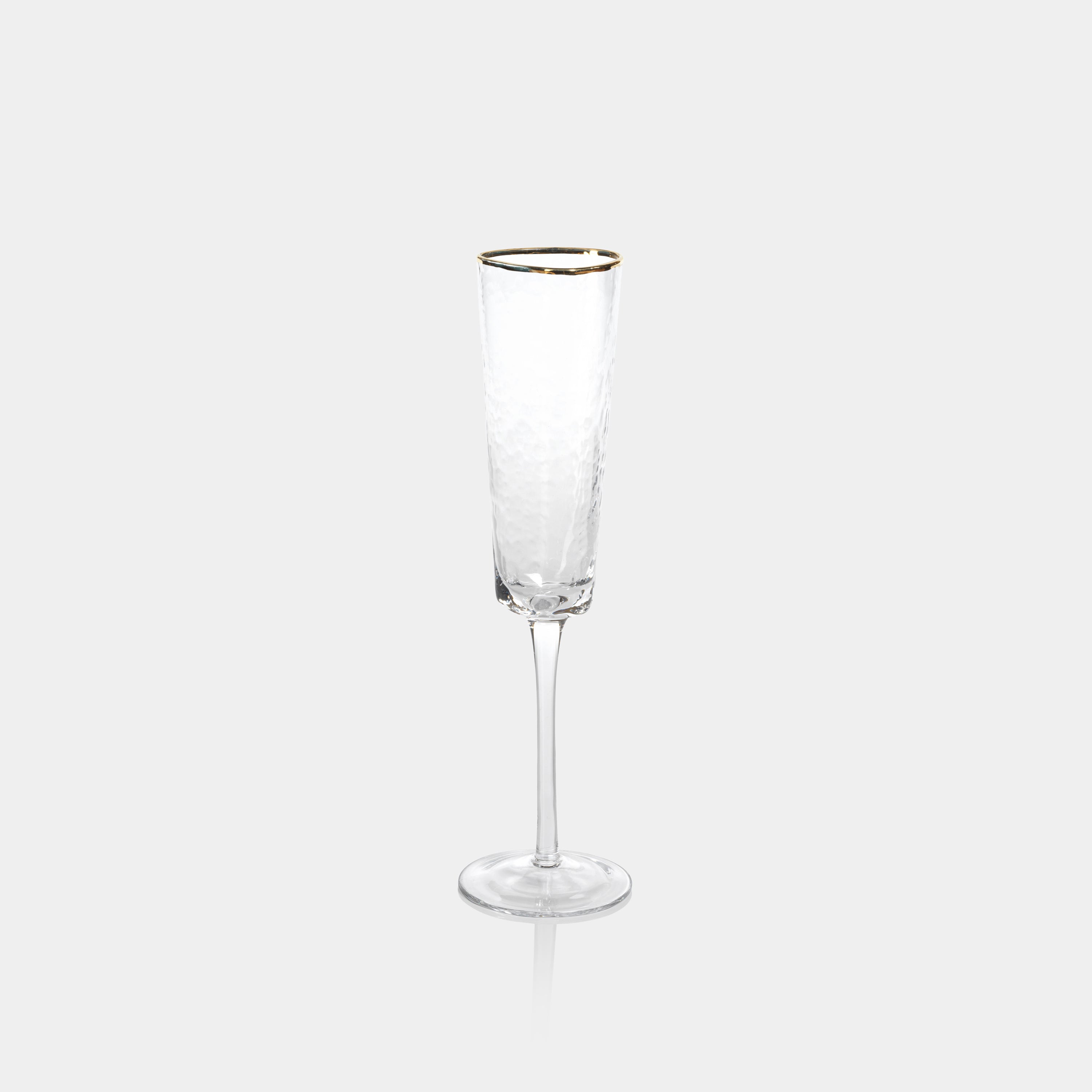Image of Aperitivo Hammered Champagne Flutes with Gold Rim
