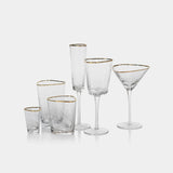 Image of Aperitivo Hammered Champagne Flutes with Gold Rim