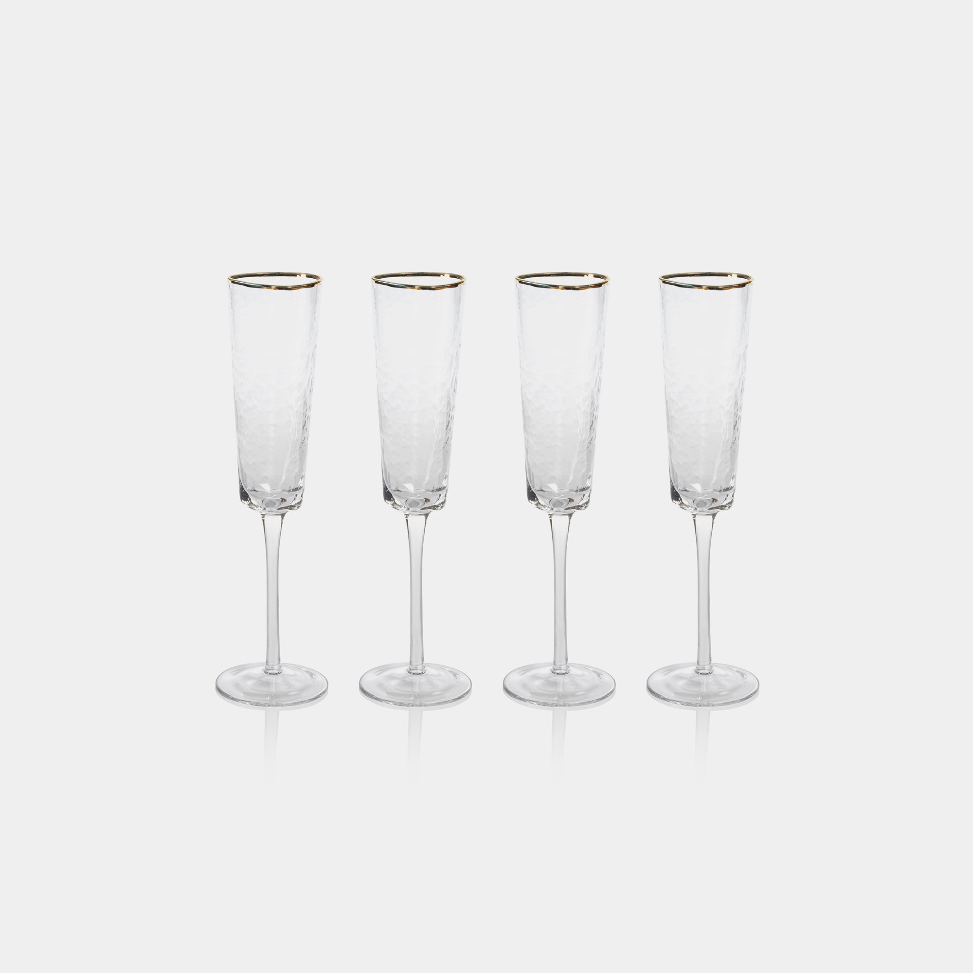 Image of Aperitivo Hammered Champagne Flutes with Gold Rim