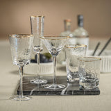 Aperitivo Hammered Wine Glasses with Gold Rim (Set of 4)