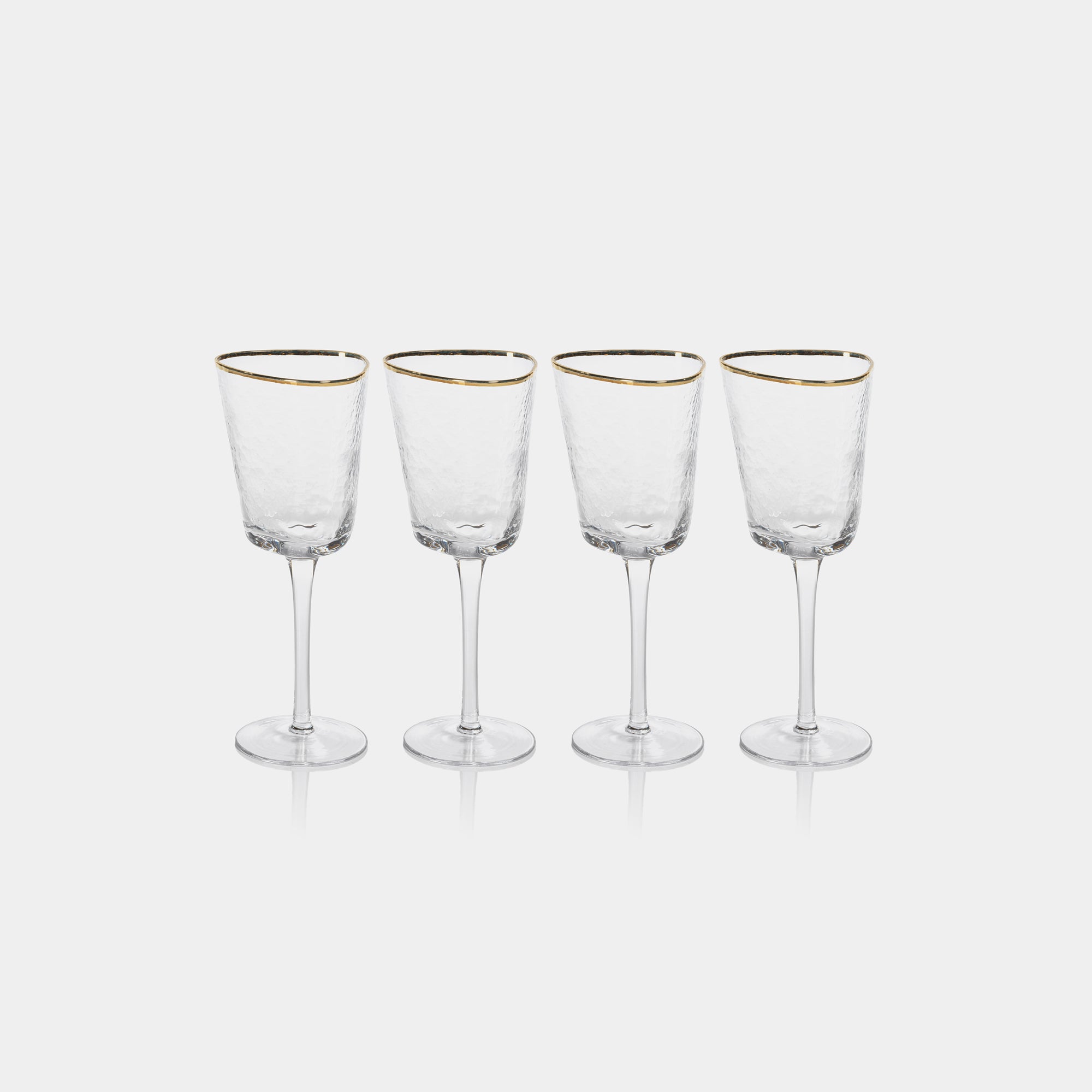 Image of Aperitivo Hammered Wine Glasses with Gold Rim