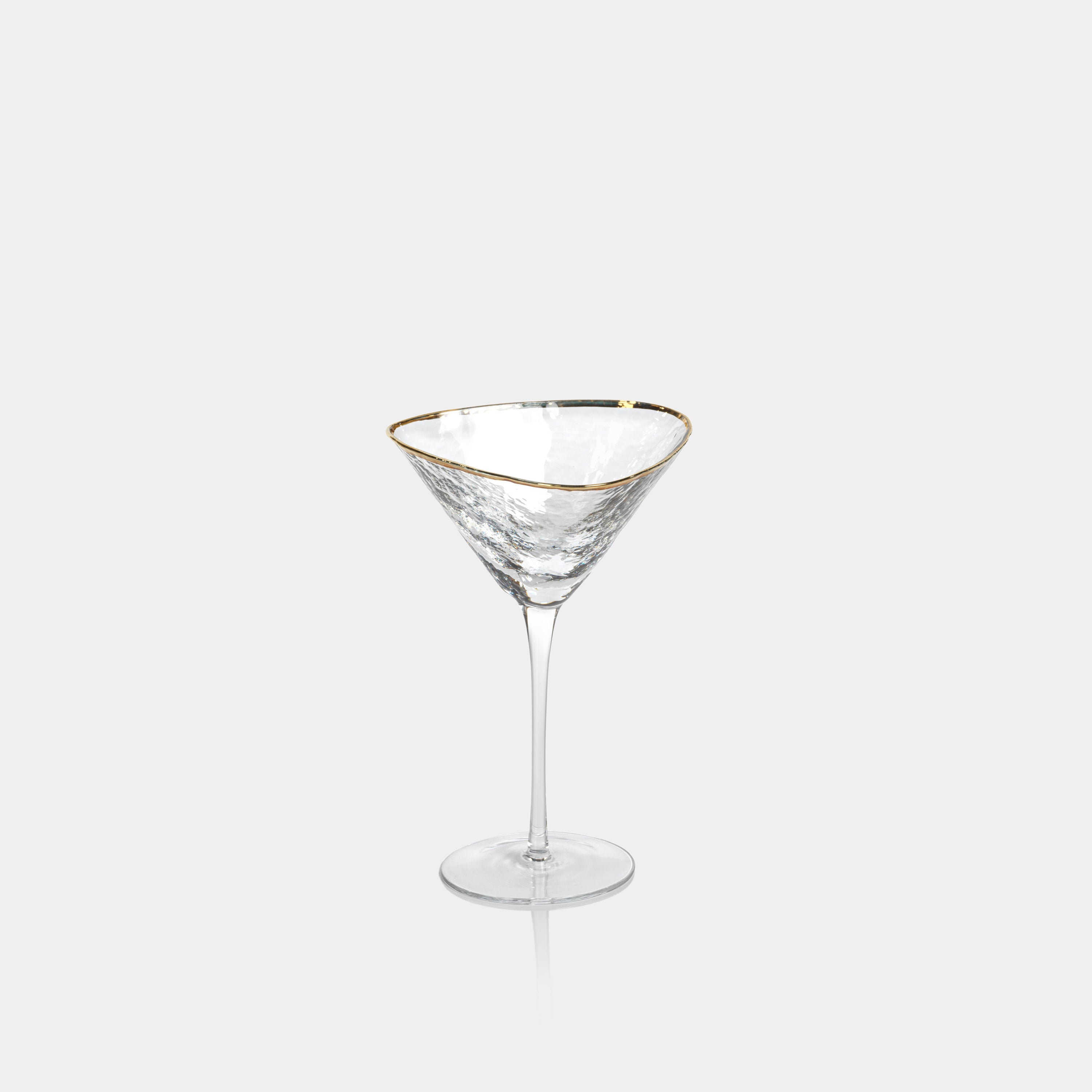 Image of Aperitivo Hammered Martini Glasses with Gold Rim