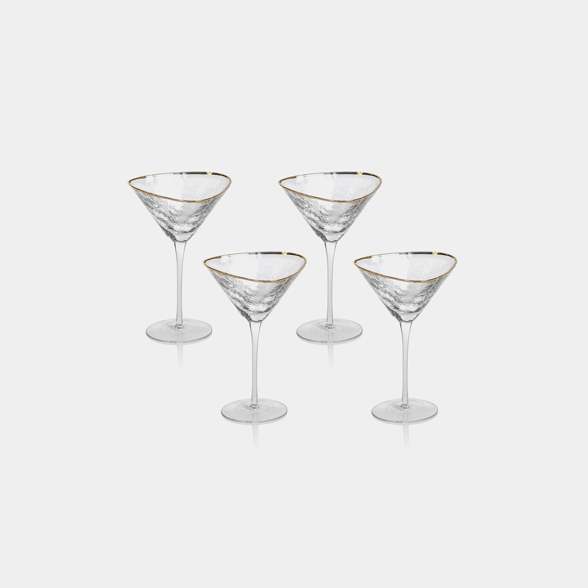 Image of Aperitivo Hammered Martini Glasses with Gold Rim