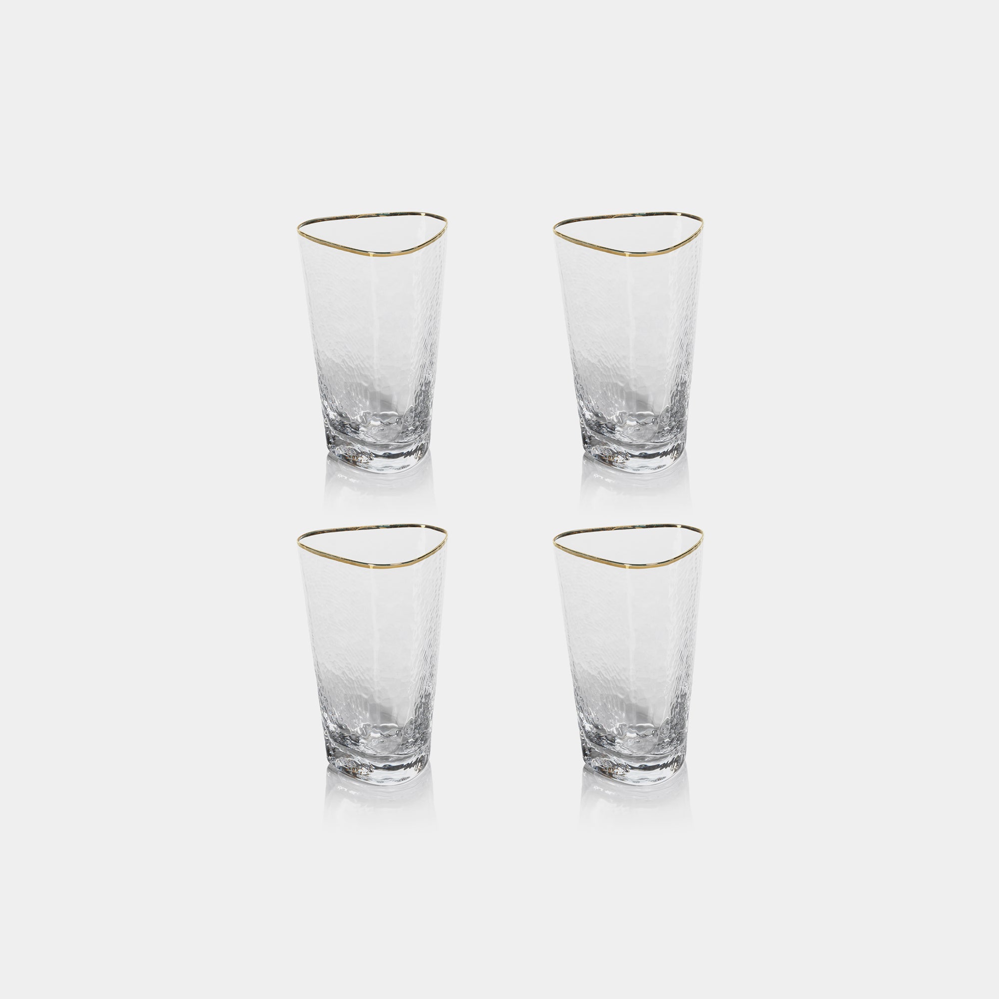 Image of Aperitivo Hammered Highball Glasses with Gold Rim