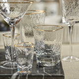 Image of Aperitivo Hammered Double Old Fashioned Glasses with Gold Rim