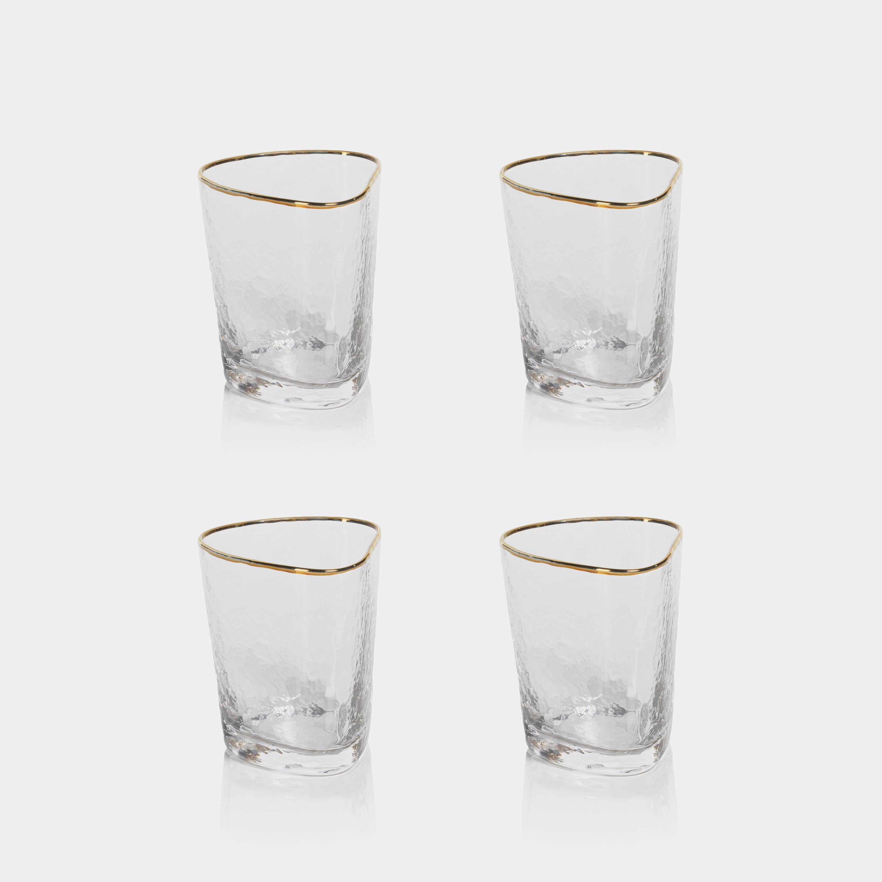 Image of Aperitivo Hammered Double Old Fashioned Glasses with Gold Rim