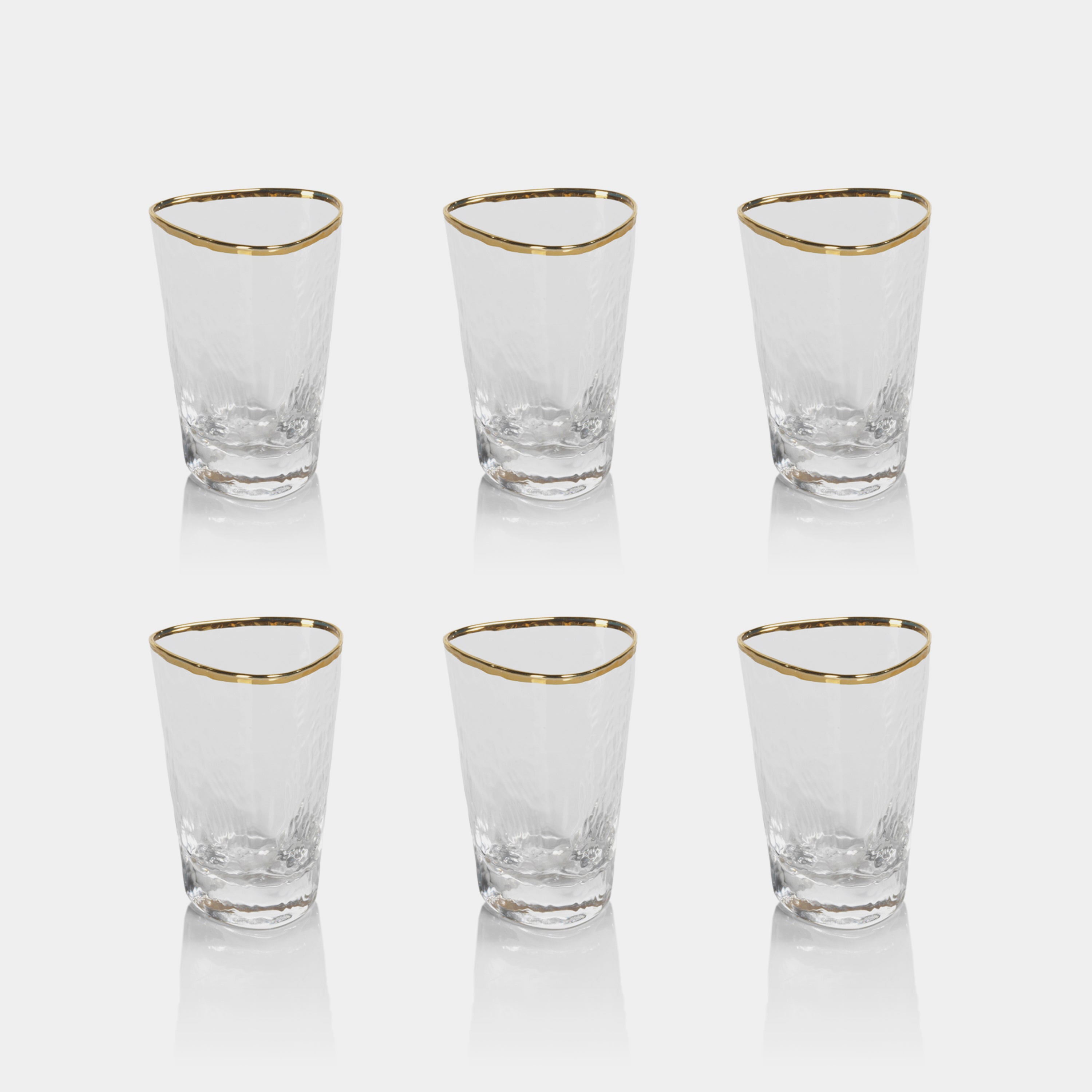 Image of Aperitivo Hammered Shot Glasses with Gold Rim