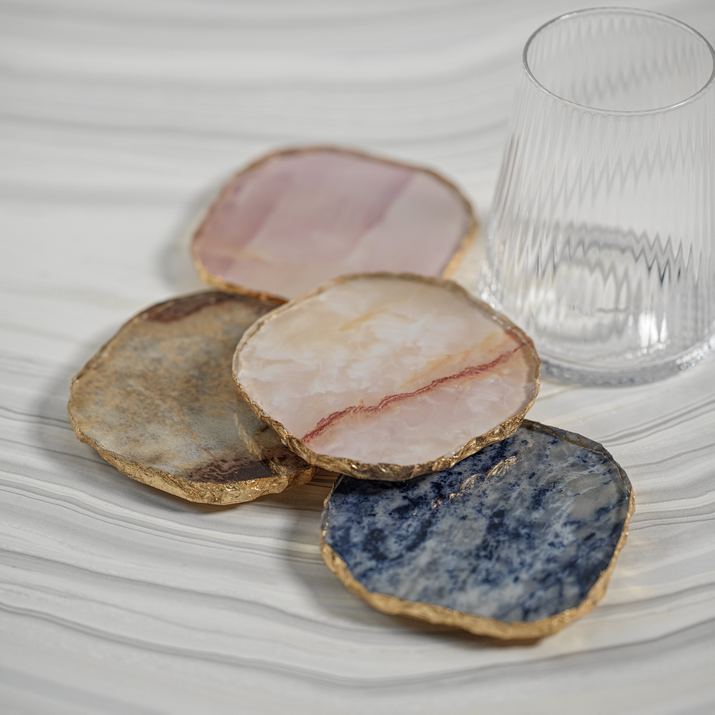 Image of Agate Marble Glass Coaster Set