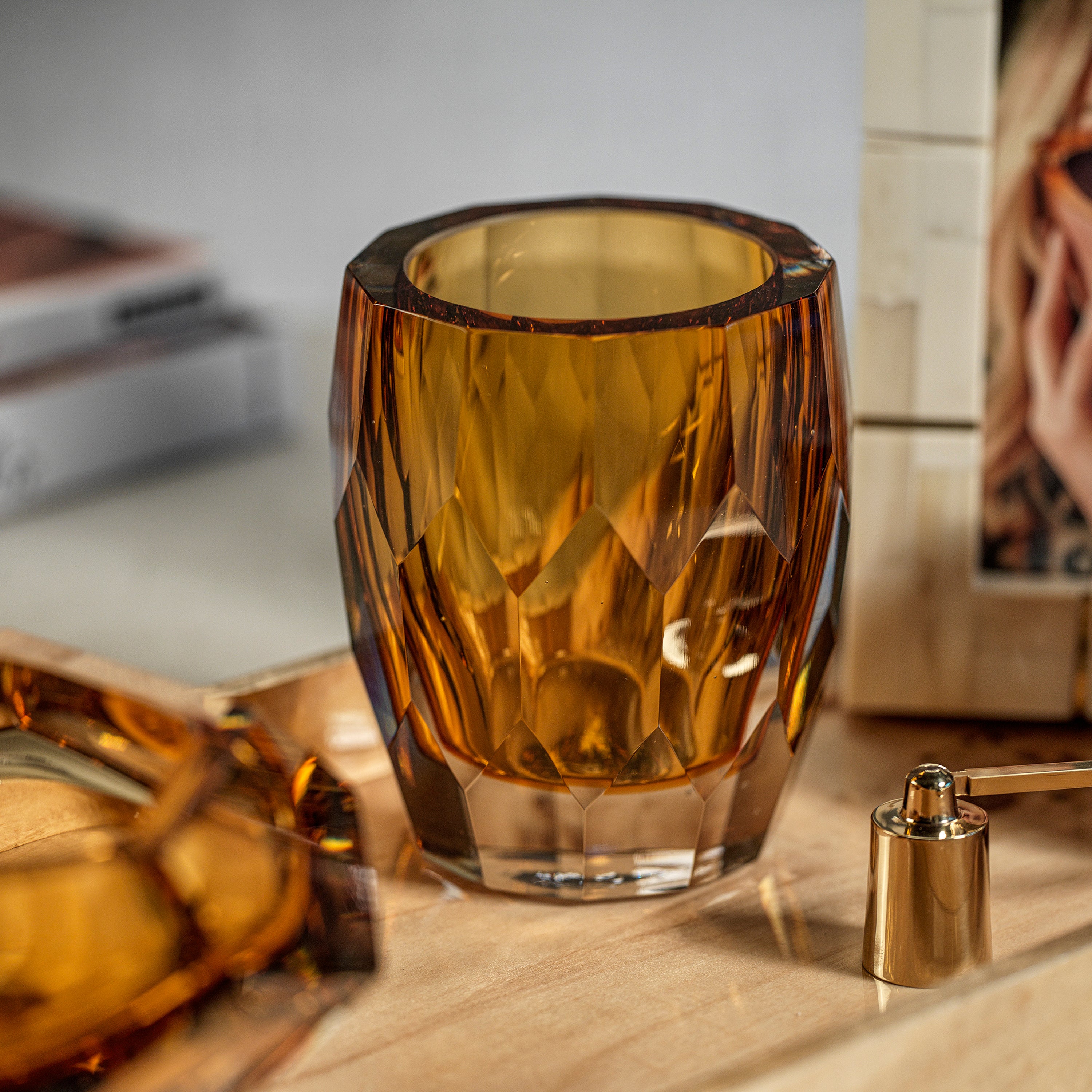 Image of La Bohème Handmade Polished Cut Glass Vase / Hurricane
