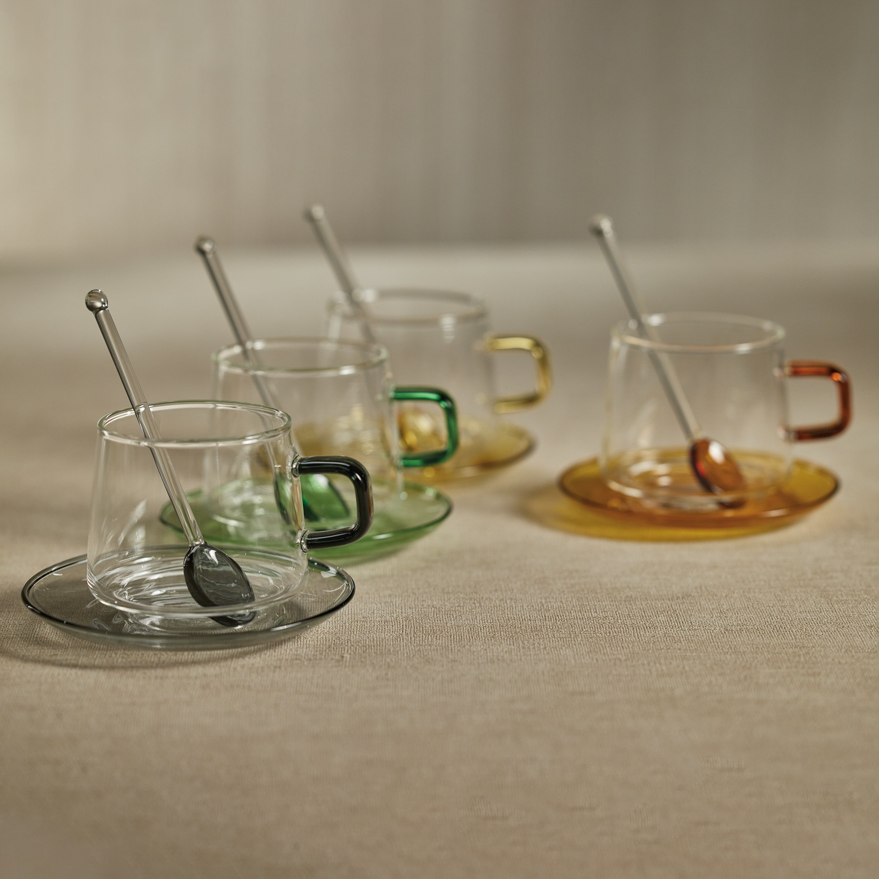 Image of Baglioni Glass Tea and Coffee Cups with Saucers