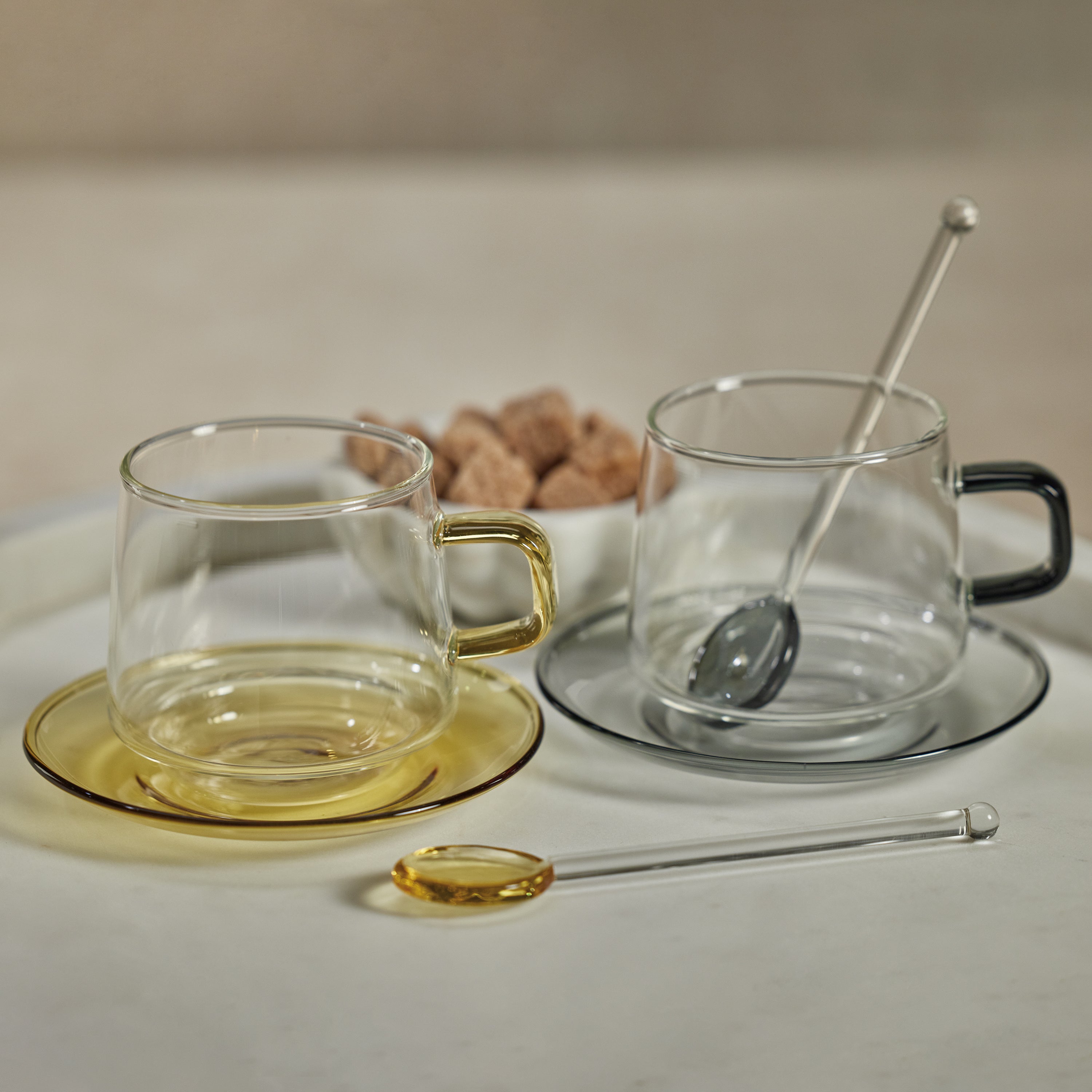 Image of Baglioni Glass Tea and Coffee Cups with Saucers
