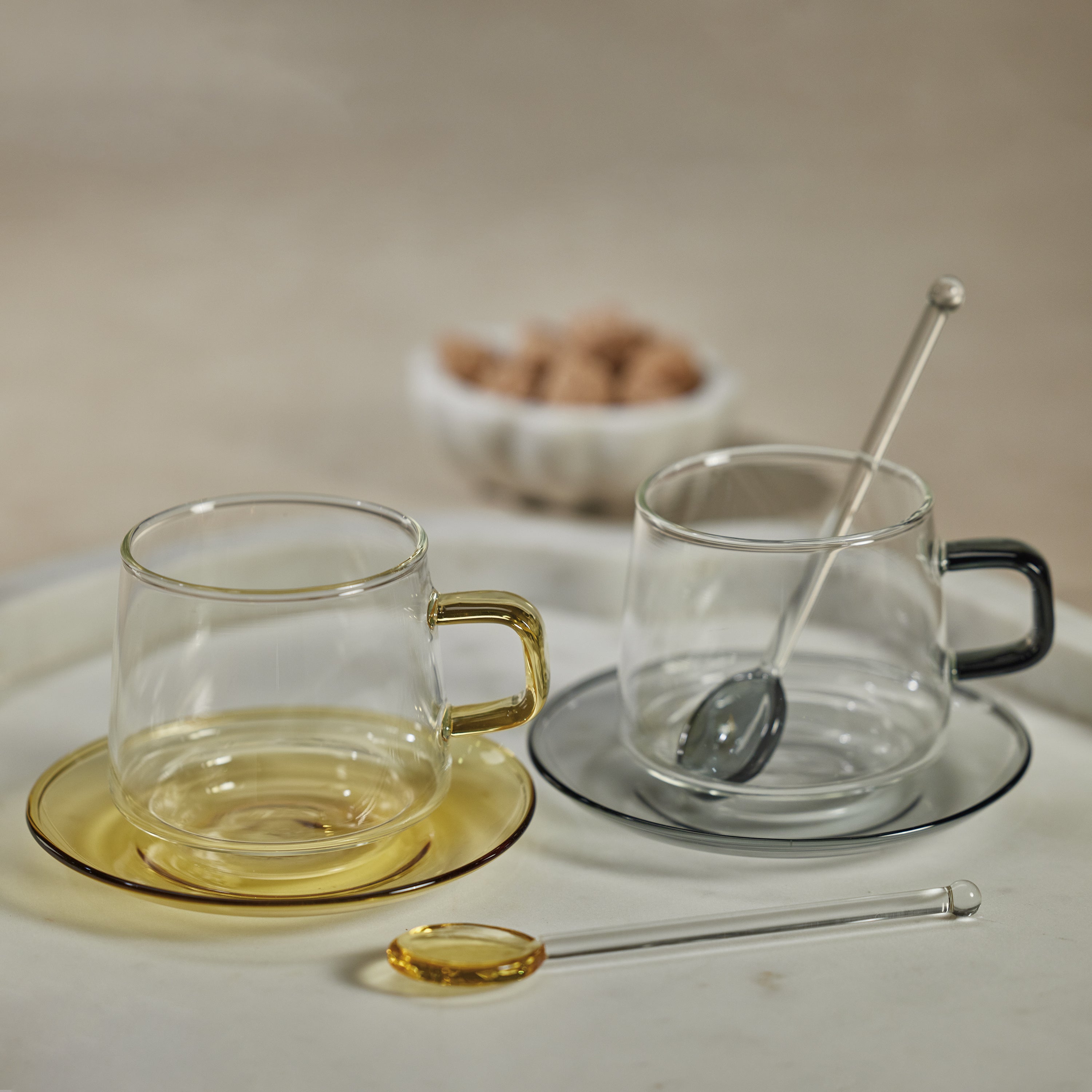 Image of Baglioni Glass Tea and Coffee Cups with Saucers