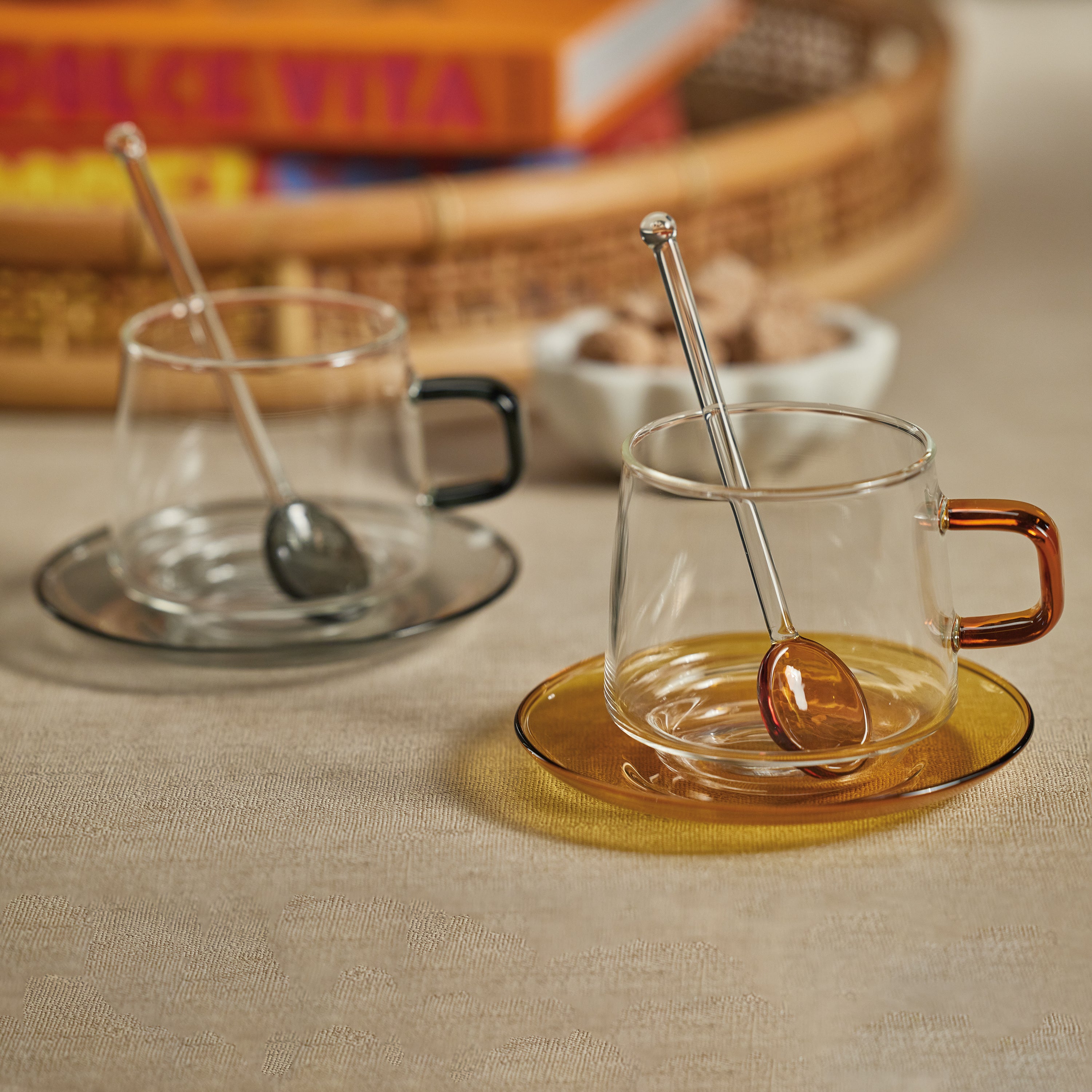 Image of Baglioni Glass Tea and Coffee Cups with Saucers