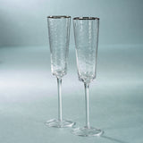 Aperitivo Hammered Champagne Flutes with Platinum Rim (Set of 4)